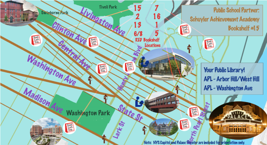 north albany bookshelve map